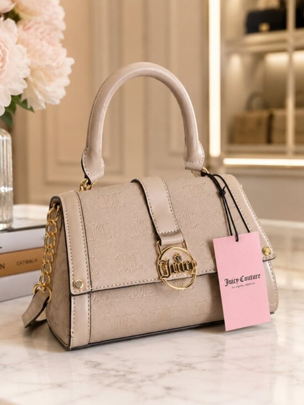 Juicy Couture Cafe Fancy Flap Tan Crossbody Bag NWT